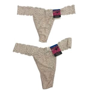 Maidenform Pink Lace Thong Panties Size XL/8 - SET OF 2